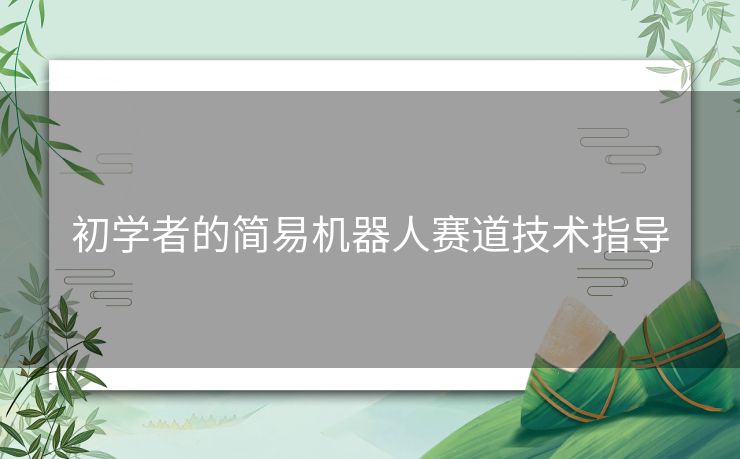 初学者的简易机器人赛道技术指导