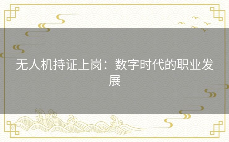 无人机持证上岗：数字时代的职业发展