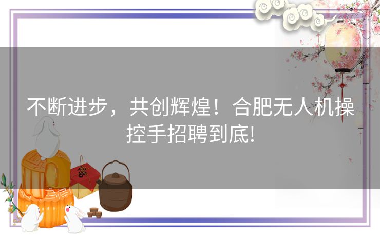 不断进步，共创辉煌！合肥无人机操控手招聘到底!