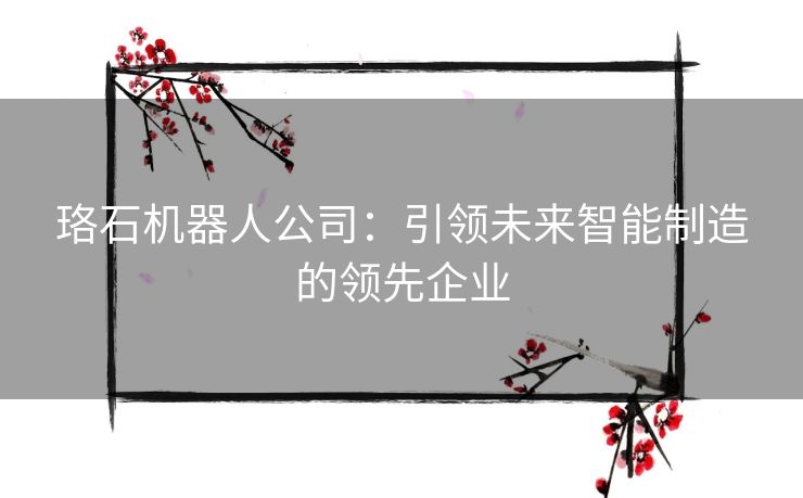 珞石机器人公司：引领未来智能制造的领先企业