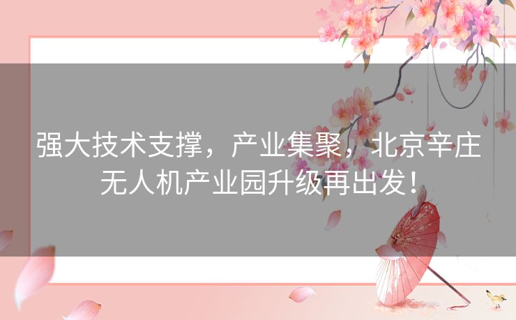 强大技术支撑，产业集聚，北京辛庄无人机产业园升级再出发！