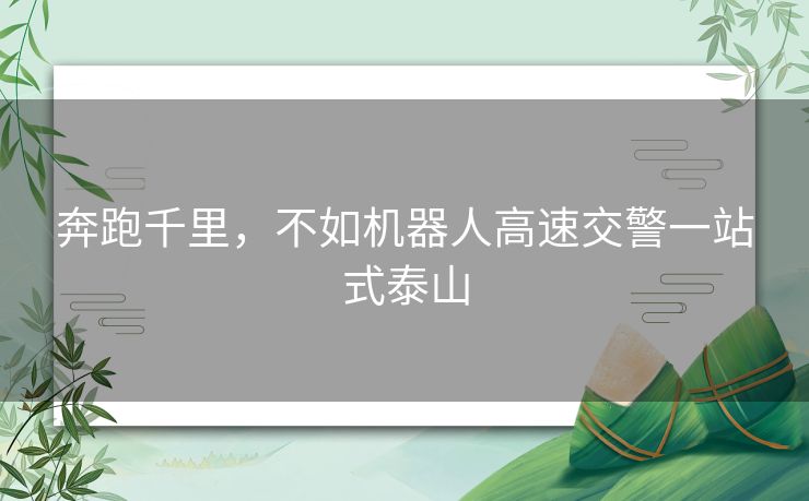 奔跑千里，不如机器人高速交警一站式泰山
