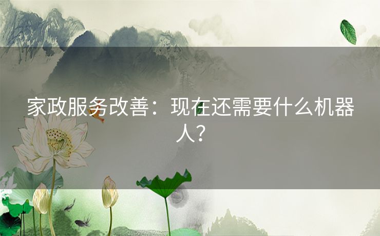 家政服务改善：现在还需要什么机器人？